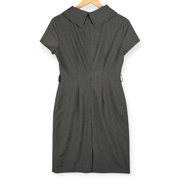 Tahari Arthur S Levine Gray Wide Collar Sheath Dress 4P Short Sleeve Career - Picture 4 of 11